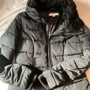 Black puffer jacket with hoodie